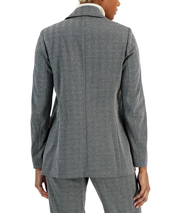 Women's Notched-Collar Herringbone Jacket Anne Klein Women's Notched-Collar Herringbone Jacket -CeCe cloth-shop