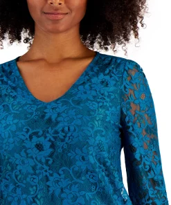 Charter Club Women's Lace Overlay Top, Created For Macy's 7 Charter Club Women's Lace Overlay Top, Created For Macy's -CeCe cloth-shop 22255434 fpx