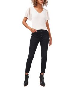 1.STATE Women's Flutter Short Sleeve V-Neck Top -CeCe cloth-shop 22264366 fpx