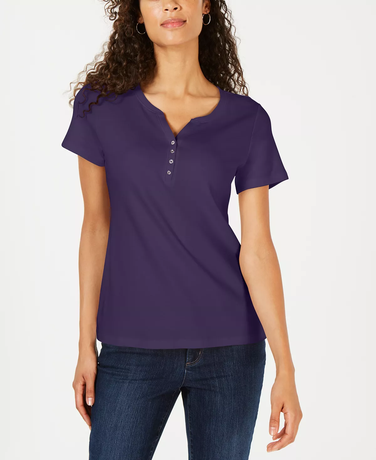 Karen Scott Hort Sleeve Henley Top, Created For Macy's - Image 12