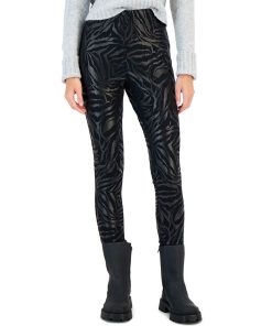 INC International Concepts Women's Animal-Print Metallic Ponté-Knit Skinny Pants, Created For Macy's