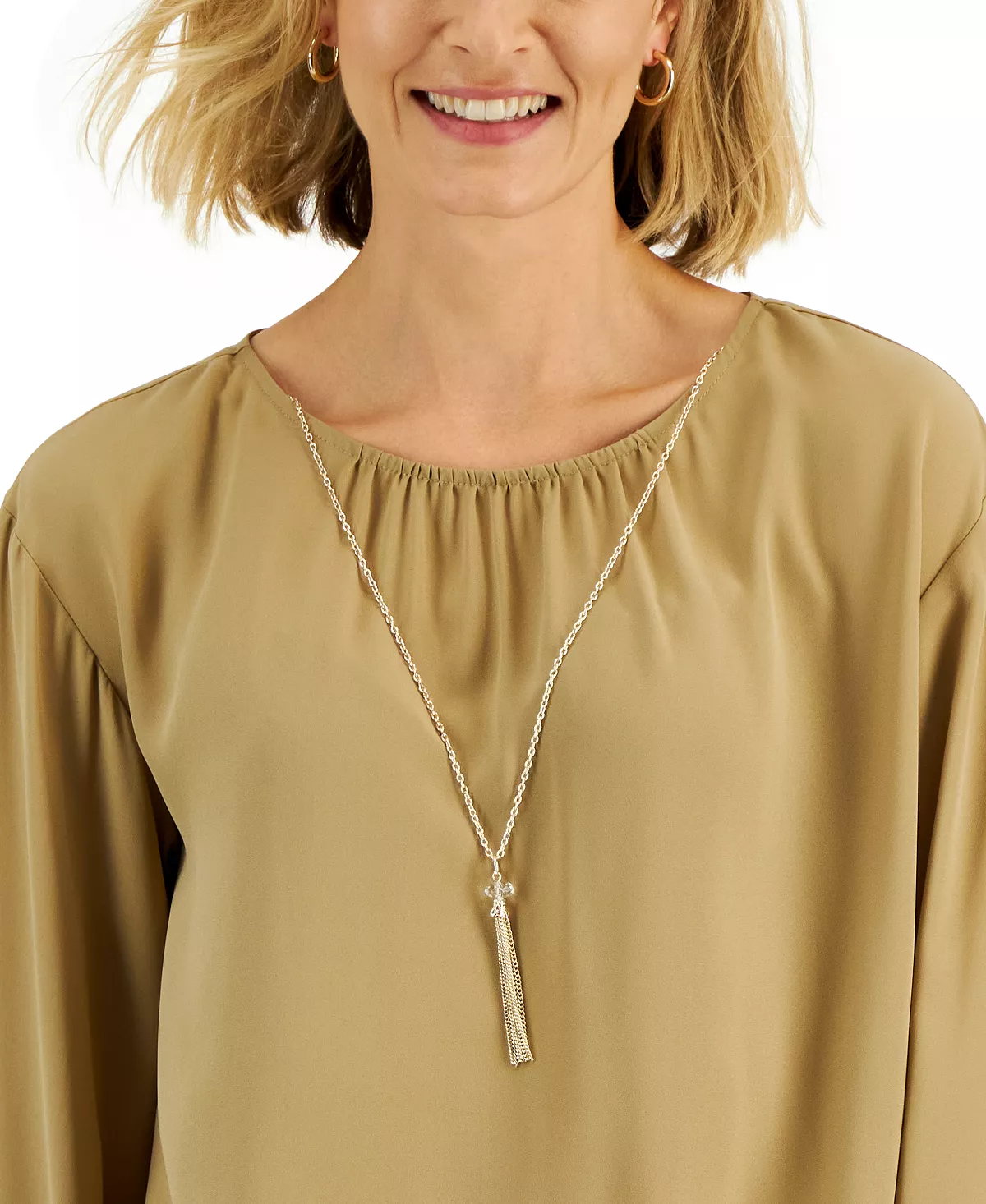 Women's Smocked Necklace Top, Created For Macy's JM Collection Women's Smocked Necklace Top, Created For Macy's -CeCe cloth-shop