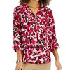 JM Collection Women's Animal-Print Roll-Tab-Sleeve Top, Created For Macy's