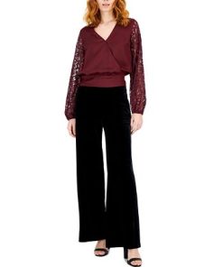 INC International Concepts Women's Lace-Sleeve Blouse, Created For Macy's -CeCe cloth-shop 22269803 fpx