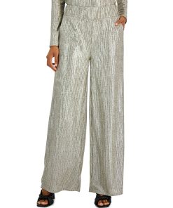 INC International Concepts Women's Metallic Wide-Leg High Rise Pull-On Pants, Created For Macy's