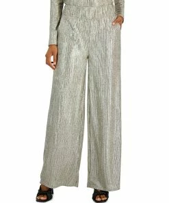 INC International Concepts Women's Metallic Wide-Leg High Rise Pull-On Pants, Created For Macy's