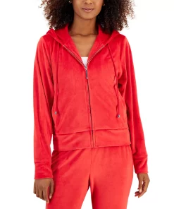 INC International Concepts Women's Velour Zip-Up Hoodie, Created For Macy's