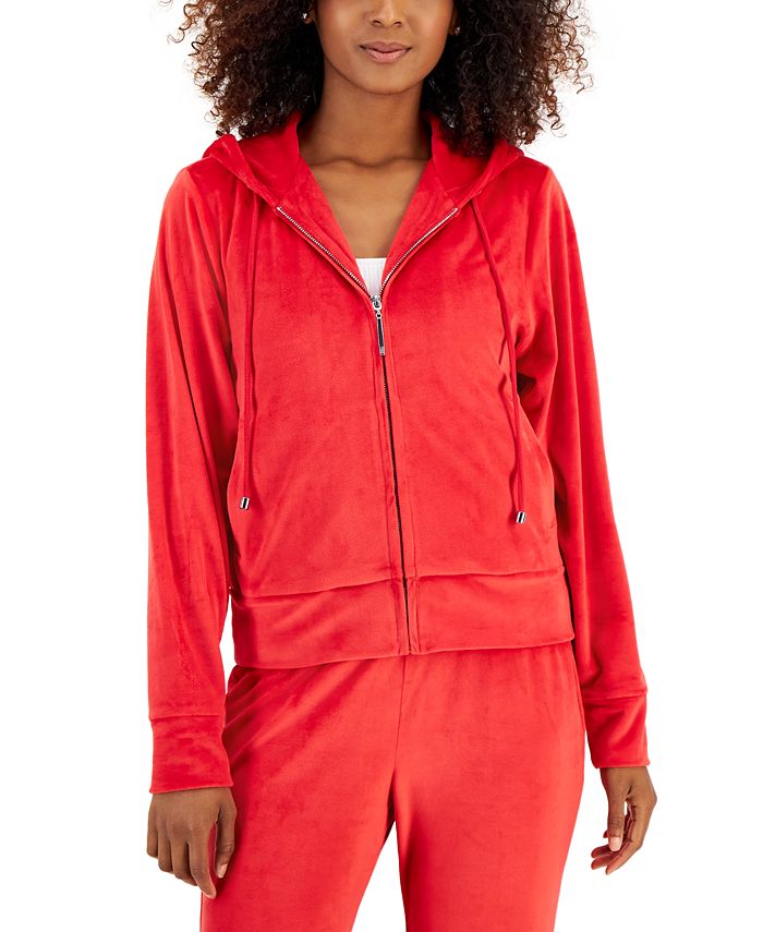 Women's Velour Zip-Up Hoodie, Created For Macy's INC International Concepts Women's Velour Zip-Up Hoodie, Created For Macy's -CeCe cloth-shop
