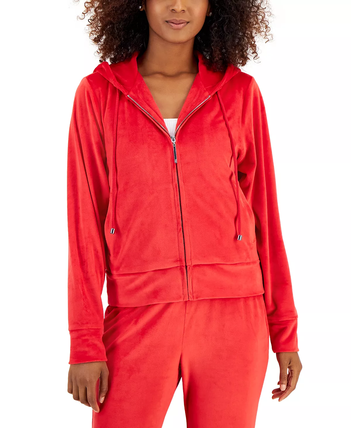 Women's Velour Zip-Up Hoodie, Created For Macy's INC International Concepts Women's Velour Zip-Up Hoodie, Created For Macy's -CeCe cloth-shop