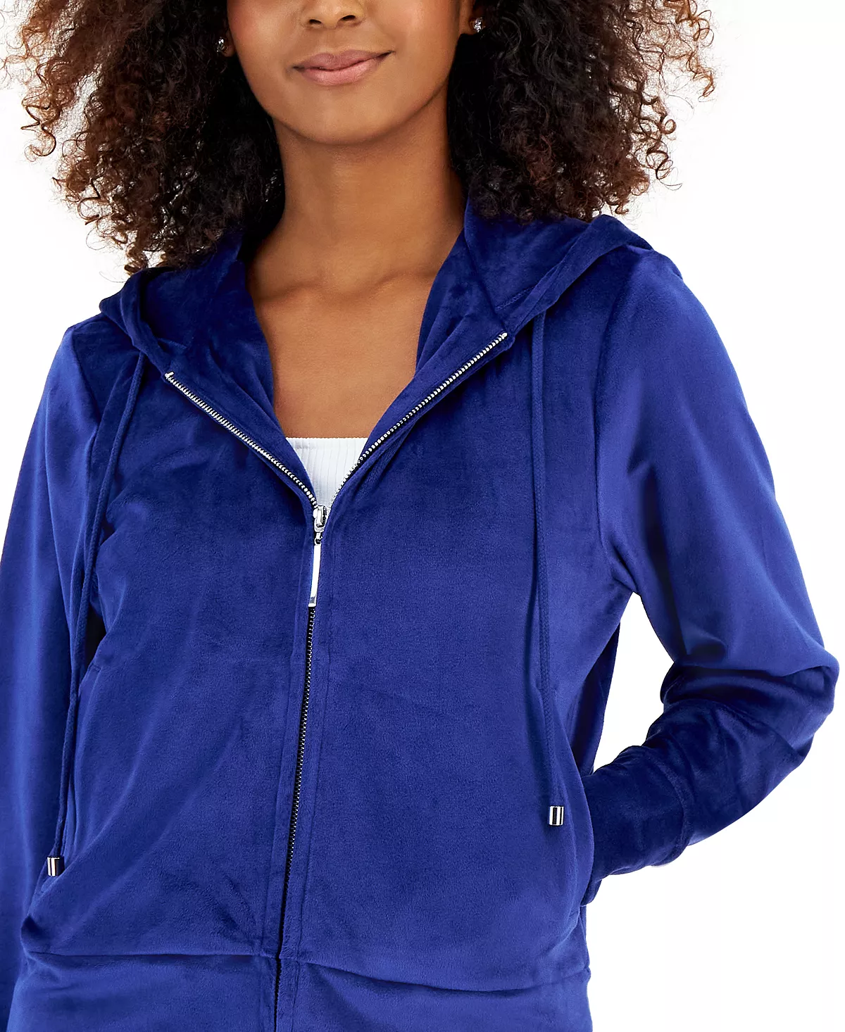 Women's Velour Zip-Up Hoodie, Created For Macy's INC International Concepts Women's Velour Zip-Up Hoodie, Created For Macy's -CeCe cloth-shop