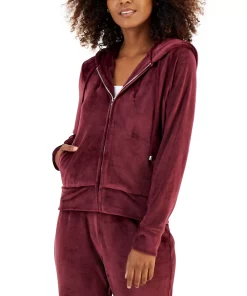 INC International Concepts Women's Velour Zip-Up Hoodie, Created For Macy's 4 INC International Concepts Women's Velour Zip-Up Hoodie, Created For Macy's -CeCe cloth-shop 22270568 fpx