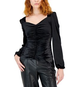 INC International Concepts Women's Sweetheart-Neck Ruched Velvet Top, Created For Macy's