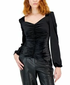 INC International Concepts Women's Sweetheart-Neck Ruched Velvet Top, Created For Macy's