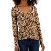 INC International Concepts Women's Animal-Print Ruched-Front V-Neck Top, Created For Macy's