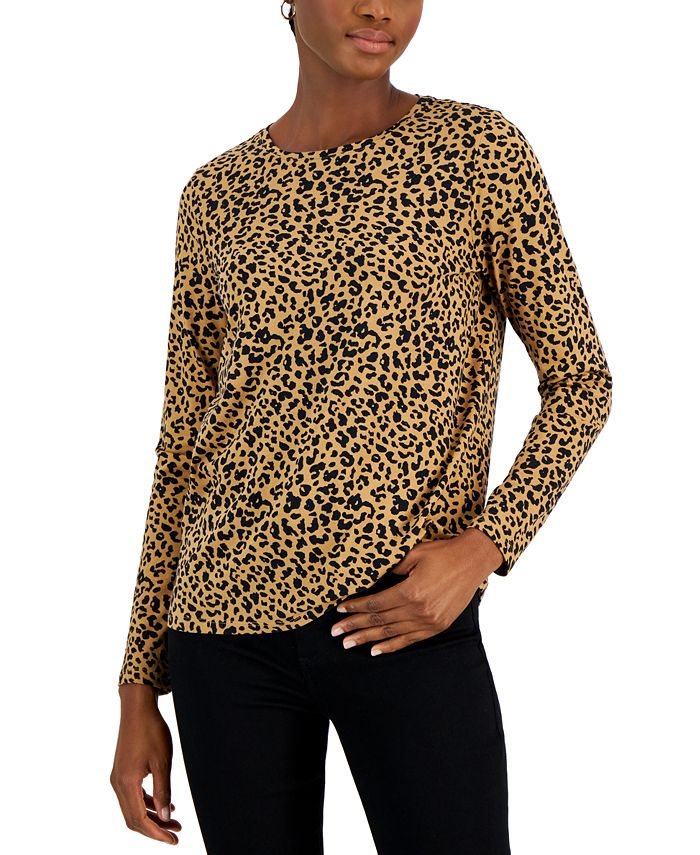 Women's Printed Long-Sleeved T-Shirt, Created For Macy's Style & Co Women's Printed Long-Sleeved T-Shirt, Created For Macy's -CeCe cloth-shop