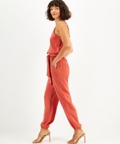 And Now This Women's Sleeveless Belted Satin Jumpsuit -CeCe cloth-shop 22287898 fpx