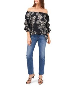 Vince Camuto Women's Bubble Sleeve Blooming Paisley Blouse -CeCe cloth-shop 22291723 fpx