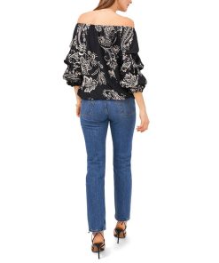 Vince Camuto Women's Bubble Sleeve Blooming Paisley Blouse -CeCe cloth-shop 22291724 fpx