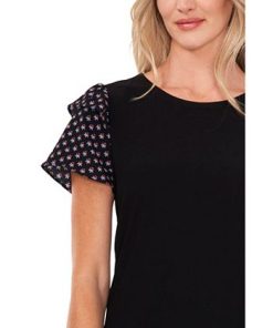 CeCe Women's Mixed Media Top -CeCe cloth-shop 22295620 fpx