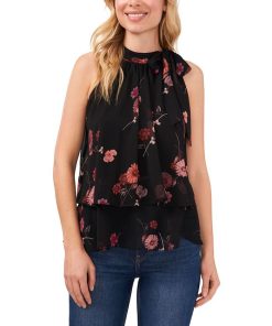 CeCe Women's Romantic Memories Double Layer Halter Blouse