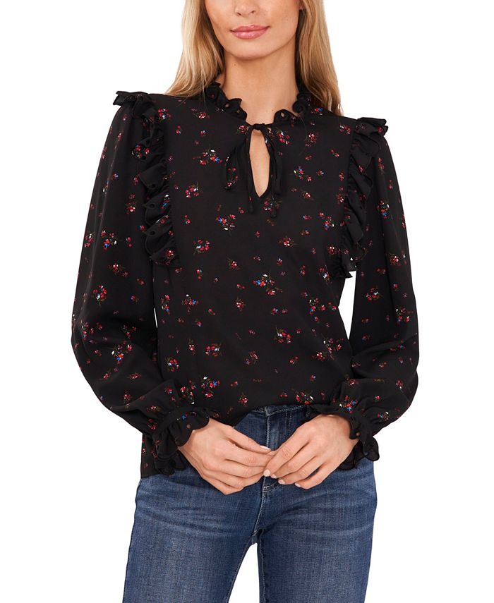 Women's Long Sleeve Blouse With Eyelet Trim CeCe Women's Long Sleeve Blouse With Eyelet Trim -CeCe cloth-shop