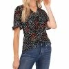 CeCe Women's Ruffled Short Sleeve Ditsy Knit Top