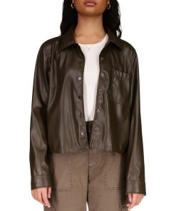 Sanctuary Women's Faux-Leather Pocket Shirt