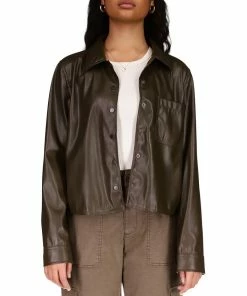 Sanctuary Women's Faux-Leather Pocket Shirt