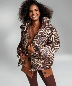 INC International Concepts Ade Samuel For INC Women's Animal-Print Tie-Cuff Puffer Jacket, Created For Macy's