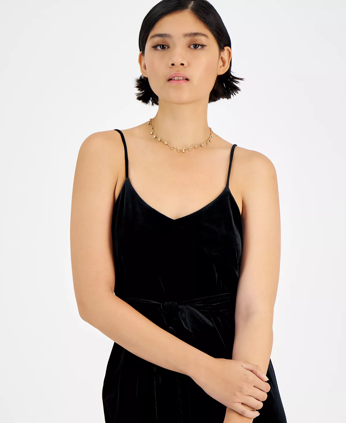 Bar III Women's Velvet V-Neck Scoop-Back Belted Jumpsuit, Created For Macy's - Image 4