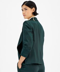 Alternative view of Bar III Women's Washed Satin Pleated-Sleeve Jacket, Created For Macy's