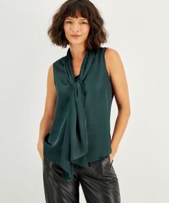Bar III Women's Sleeveless Bow-Tie Blouse, Created For Macy's
