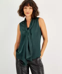 Bar III Women's Sleeveless Bow-Tie Blouse, Created For Macy's