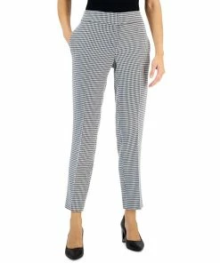 Kasper Women's Houndstooth Mid Rise Slim-Fit Pants