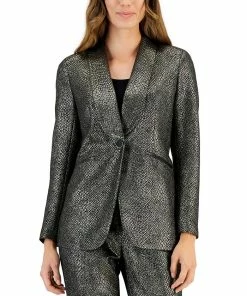 Kasper Women's Metallic Shimmer Jacquard Shawl-Collar Jacket