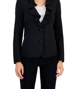 Kasper Women's Ruffled Two-Button Long-Sleeve Jacket -CeCe cloth-shop 22303624 fpx