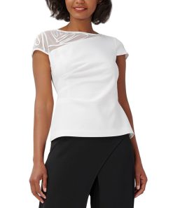Adrianna Papell Soutache-Trim Asymmetrical Top