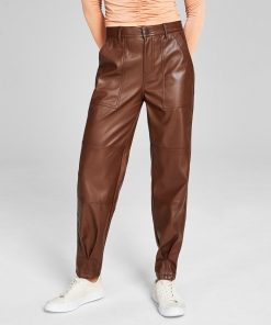 And Now This Women's Tapered Faux-Leather Utility Pants