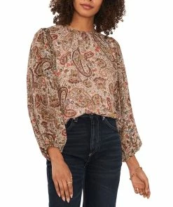 Vince Camuto Women's Crewneck Blouson-Sleeve Blouse