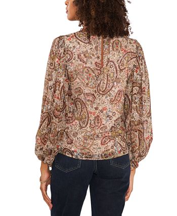 Women's Crewneck Blouson-Sleeve Blouse Vince Camuto Women's Crewneck Blouson-Sleeve Blouse -CeCe cloth-shop