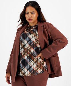 Bar III Plus Size Notched-Collar One-Button Jacket, Created For Macy's