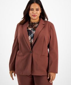 Bar III Plus Size Notched-Collar One-Button Jacket, Created For Macy's -CeCe cloth-shop 22323948 fpx