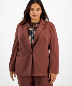 Bar III Plus Size Notched-Collar One-Button Jacket, Created For Macy's -CeCe cloth-shop 22323948 fpx