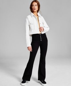 And Now This Women's Textured Button Front Cropped Shacket