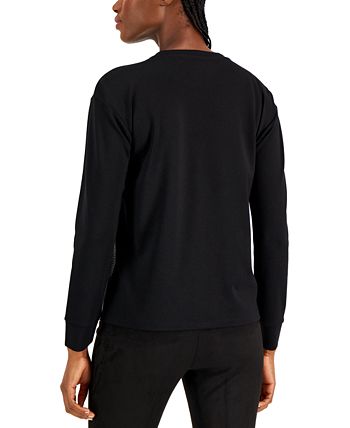 Women's Long-Sleeve Faux-Leather Top Anne Klein Women's Long-Sleeve Faux-Leather Top -CeCe cloth-shop