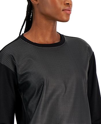 Women's Long-Sleeve Faux-Leather Top Anne Klein Women's Long-Sleeve Faux-Leather Top -CeCe cloth-shop