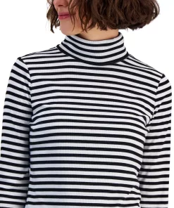 Style & Co Women's Striped Ribbed Turtleneck Top, Created For Macy's 3 Style & Co Women's Striped Ribbed Turtleneck Top, Created For Macy's -CeCe cloth-shop 22331872 fpx