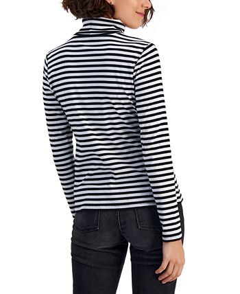 Women's Striped Ribbed Turtleneck Top, Created For Macy's Style & Co Women's Striped Ribbed Turtleneck Top, Created For Macy's -CeCe cloth-shop