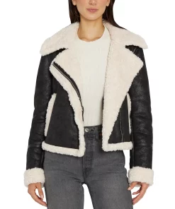 Sam Edelman Women's Faux-Shearling Moto Coat 8 Sam Edelman Women's Faux-Shearling Moto Coat -CeCe cloth-shop 22334001 fpx