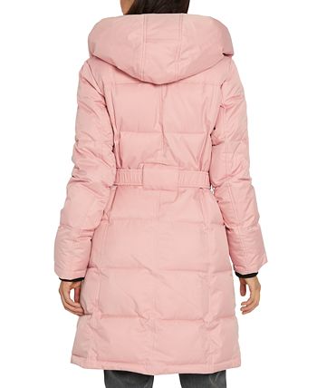 Women's Belted Hooded Puffer Coat Sam Edelman Women's Belted Hooded Puffer Coat -CeCe cloth-shop